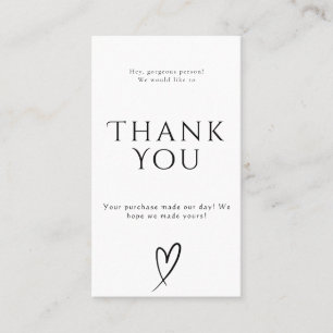 Tarjeta De Visita Minimalista orden blanco y negro moderno gracias