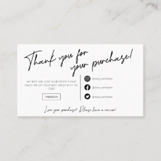 Tarjeta De Visita Minimalista orden negro moderno gracias