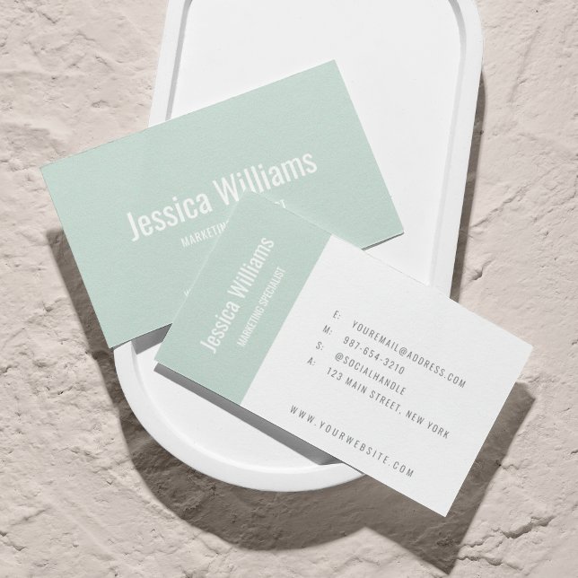 Tarjeta De Visita Minimalista Personalizable Profesional Verde Paste (Subido por el creador)