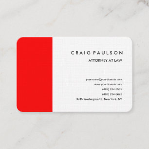 Tarjeta De Visita Minimalista profesional blanco rojo moderno de