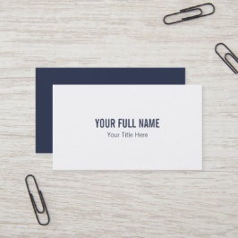 Tarjeta De Visita Minimalista profesional blanco y azul de la marina