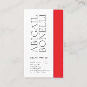 Tarjeta De Visita Minimalista profesional moderno audaz gris rojo bl