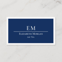 Tarjeta De Visita Minimalista Profesional Moderno Navy Blanco Azul