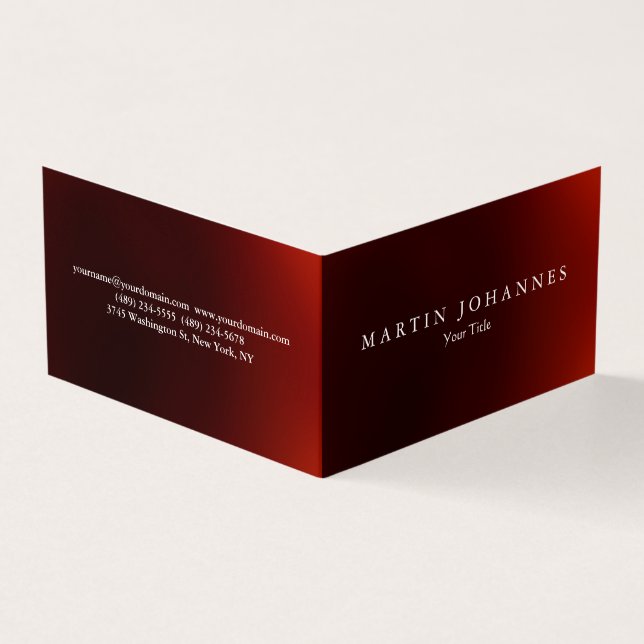 Tarjeta De Visita Minimalista profesional rojo oscuro moderno (Exterior)