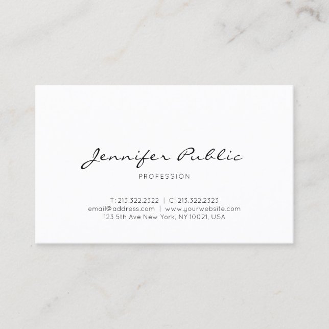 Tarjeta De Visita Minimalista Profesional Simple Elegante Moderno (Anverso)