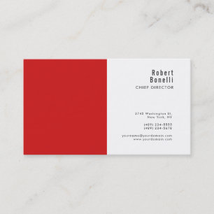 Tarjeta De Visita Minimalista Rojo Blanco Moderno Tamaño Estándar