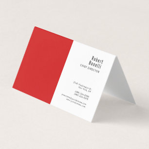 Tarjeta De Visita Minimalista Rojo Blanco Moderno Tamaño Estándar