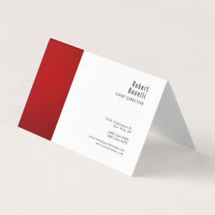 Tarjeta De Visita Minimalista Rojo Blanco Moderno Tamaño Estándar