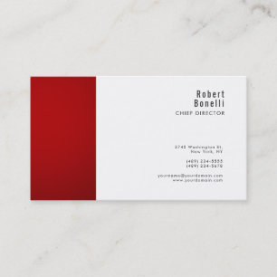 Tarjeta De Visita Minimalista Rojo Blanco Moderno Tamaño Estándar