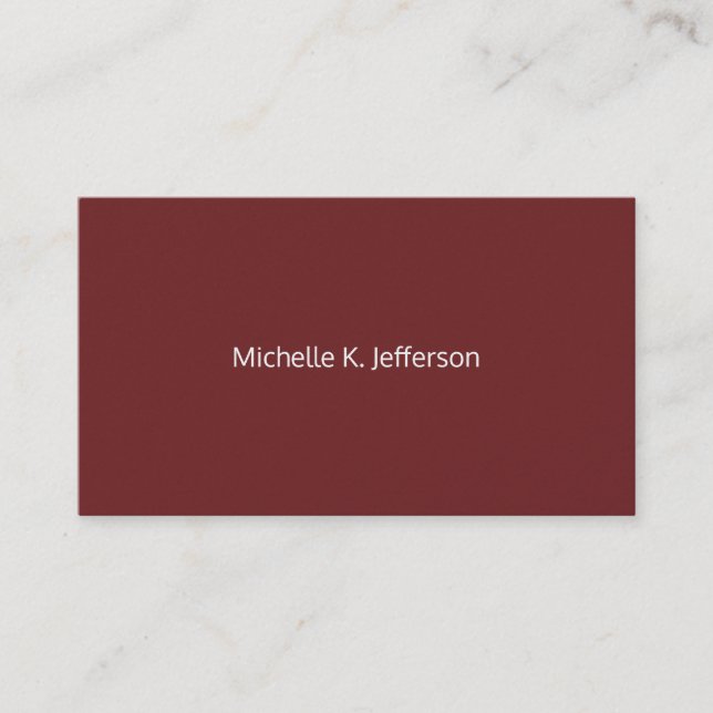 Tarjeta De Visita Minimalista Rojo Oscuro (Anverso)