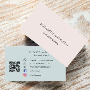 Tarjeta De Visita Minimalista Rosa Beige Verde Muted Sage