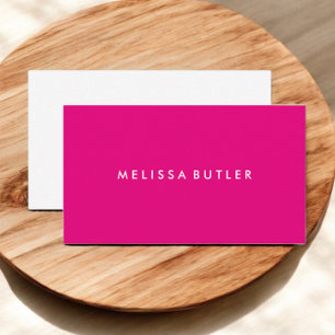 Tarjeta De Visita Minimalista Rosa Caliente Femenina