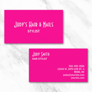 Tarjeta De Visita Minimalista rosa caliente y blanco