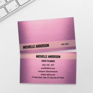 Tarjeta de visita Minimalista Rubor Pink Metallic