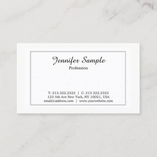 Tarjeta De Visita Minimalista simple blanco profesional moderno (Anverso)