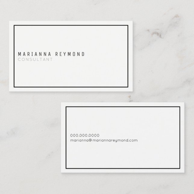 Tarjeta De Visita minimalista simple consultor blanco (Anverso / Reverso)
