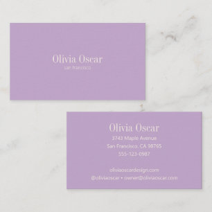 Tarjeta De Visita Minimalista Simple Lavanda Moderno Profesional