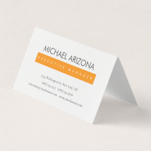 Tarjeta De Visita Minimalista simple moderno naranja y blanco