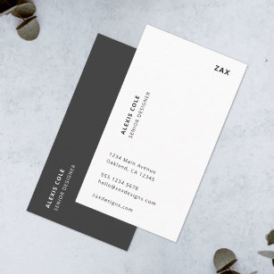 Tarjeta De Visita Minimalista simple negro y blanco moderno vertical