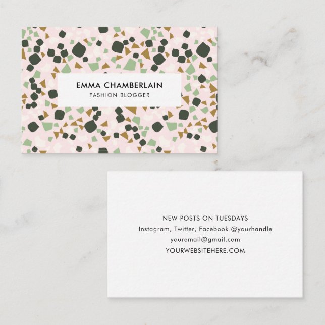 Tarjeta De Visita Minimalista Terrazzo Imprimir Personalizado modern (Anverso / Reverso)