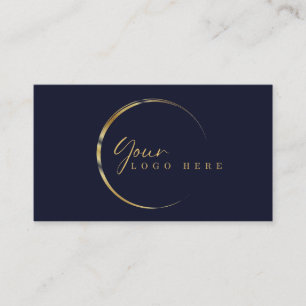 Tarjeta De Visita Minimalista tu logotipo Gold Blue Social Media