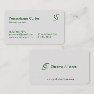 Tarjeta De Visita Minimalista Verde Gris Limpio Moderno Gerentes