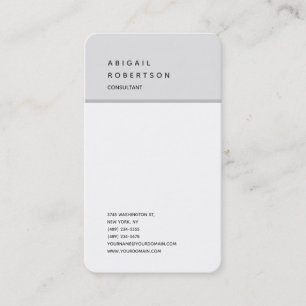 Tarjeta De Visita Minimalista vertical Llanto moderno gris blanco mo
