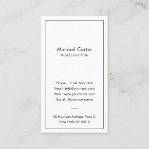 Tarjeta De Visita Minimalista Vertical Nombre Personal y Contacto 