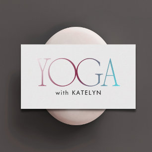Tarjeta De Visita Minimalista Yoga Rojo Azul Gris Negrita