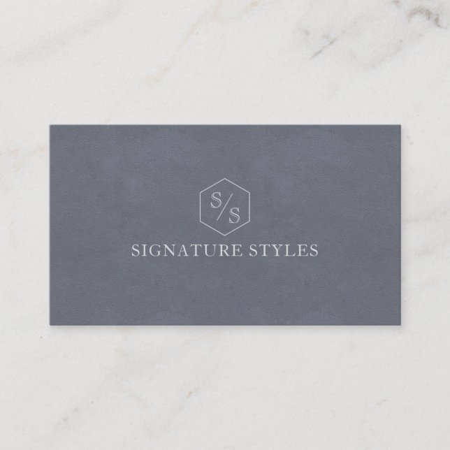Tarjeta De Visita Minimalistic Monogram | Slate Blue (Anverso)