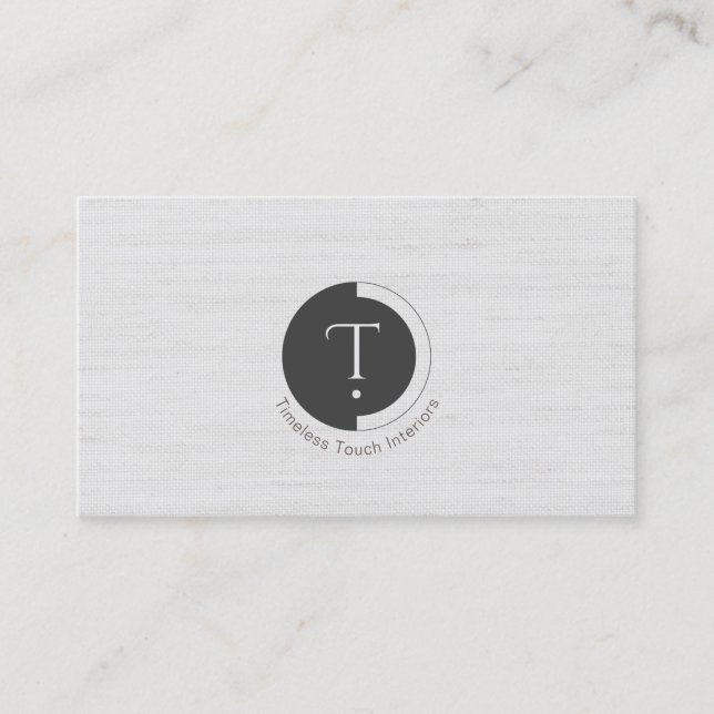 Tarjeta De Visita Minimalistic Monogram | White Pinstripe Business C (Anverso)