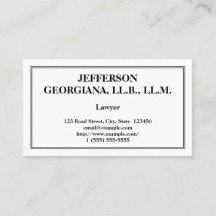 Tarjeta de visita minimizada del abogado