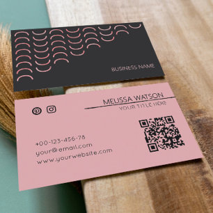 Tarjeta De Visita Mínimo abstracto, negro y rosa femenino