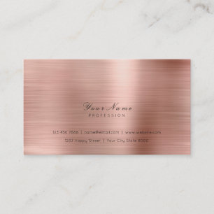 Tarjeta De Visita Mínimo Acero Cobre Oro Rosa Delicado Script Vip