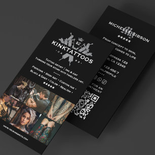 Tarjeta De Visita Mínimo artista de tatuaje moderno tatuador cuadríc