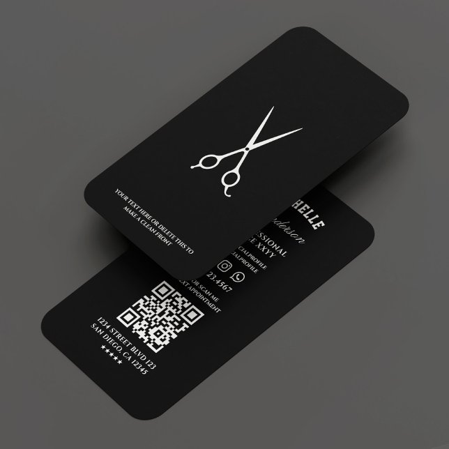 Tarjeta De Visita Mínimo Barber Barbershop Scissor Negro (Minimal Barber Barbershop Scissor Black Business Card
)