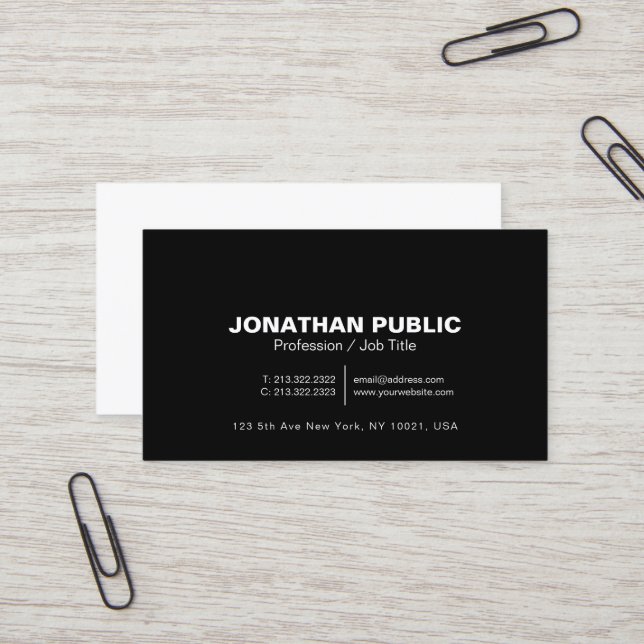 Tarjeta De Visita Mínimo blanco negro elegante profesional moderno (Anverso/Reverso In Situ)