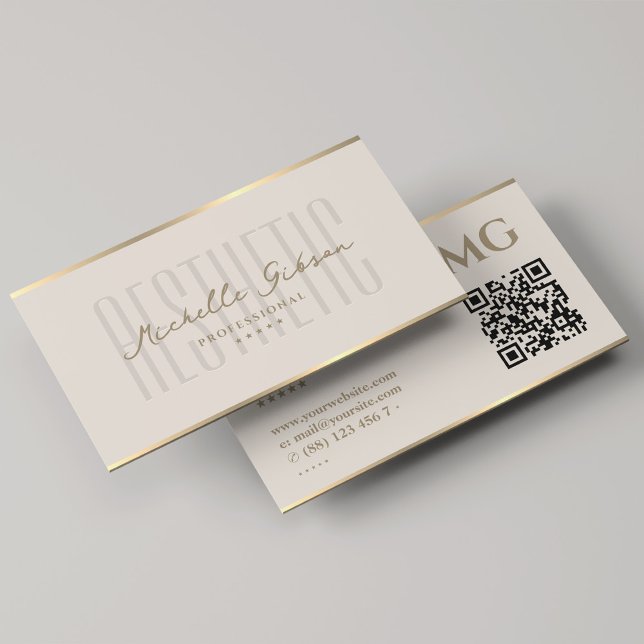Tarjeta De Visita Mínimo estético Monograma sand Beige Profesional (Minimal Aesthetic Monogram Sand Beige Professional Business Card
)
