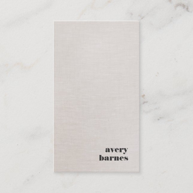 Tarjeta De Visita Mínimo Faux Linen Simple Moderno (Anverso)