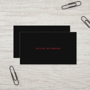 Tarjeta De Visita Mínimo Fuente roja minimalista sobre negro