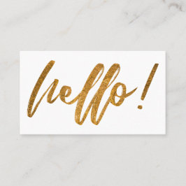 Tarjeta De Visita Mínimo 'Hello' en hoja de oro falso con letra manu
