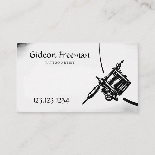 Tarjeta De Visita Mínimo juego de tatuajes en blanco y negro (Anverso)