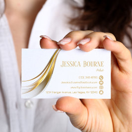 Tarjeta De Visita Mínimo moderno de moda profesional QR Code Gold