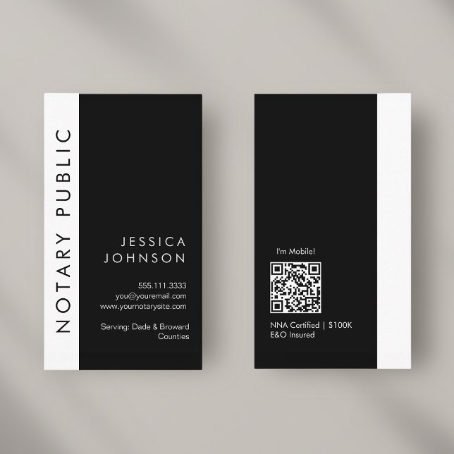 Tarjeta De Visita Mínimo moderno negro y blanco notorio público móvi (Subido por el creador)