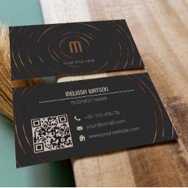Tarjeta De Visita Mínimo moderno negro y cobre fresco