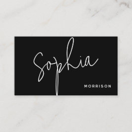 Tarjeta De Visita Mínimo Monograma Aspecto Natural Negro