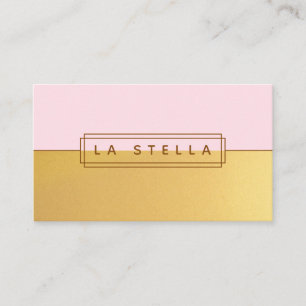 Tarjeta De Visita Mínimo oro y división rosada   Marco de línea geom