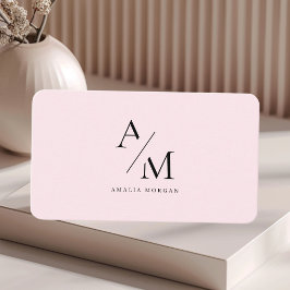 Tarjeta De Visita Mínimo Pastel Rosa Inicial y Personalizado