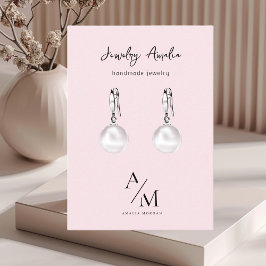 Tarjeta De Visita Mínimo Pastel Rosa Inicial y Personalizado