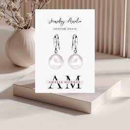 Tarjeta De Visita Mínimo Pastel Rosa Inicial y Personalizado